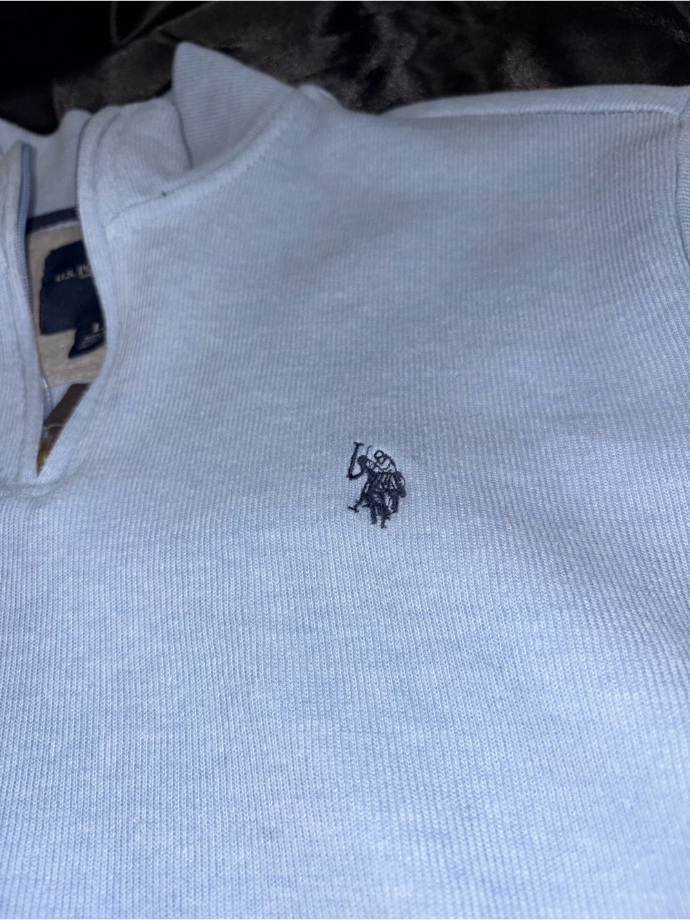 Polo by Ralph Lauren Men's Light Blue Quarter-Zip Sweater